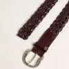 Cinturón de piel trenzada marrón oscuro para hombre