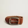 Cinturón Houston de piel trenzada marrón