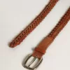 Cinturón Houston de piel trenzada marrón