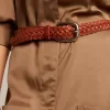 Cinturón Houston de piel trenzada marrón