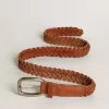 Cinturón Houston de piel trenzada marrón