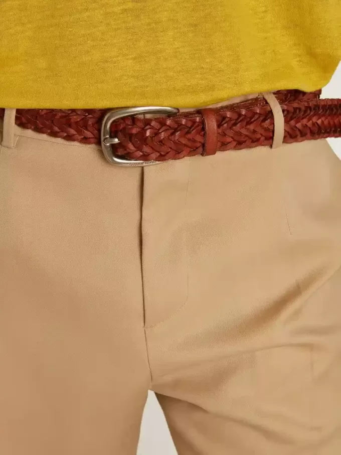 Cinturón Houston de piel trenzada marrón