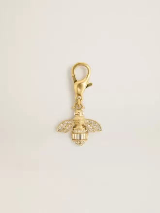 Colgante con forma de abeja en latón dorado con cristales