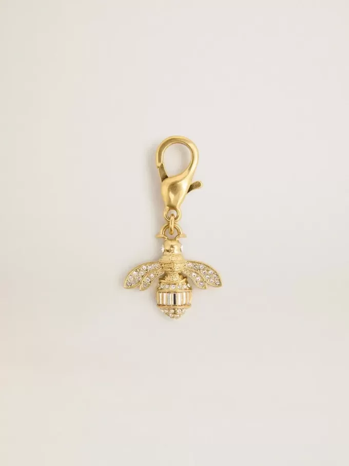 Colgante con forma de abeja en latón dorado con cristales
