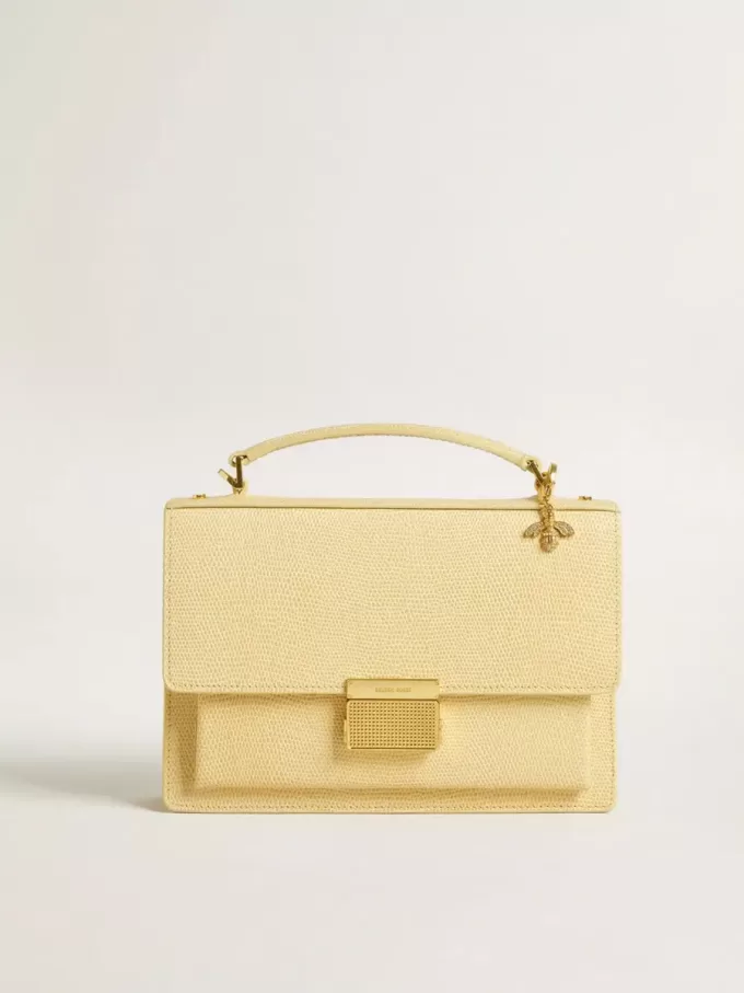 Colgante con forma de abeja en latón dorado con cristales