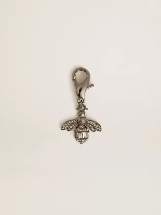 Colgante con forma de abeja en latón plateado con cristales