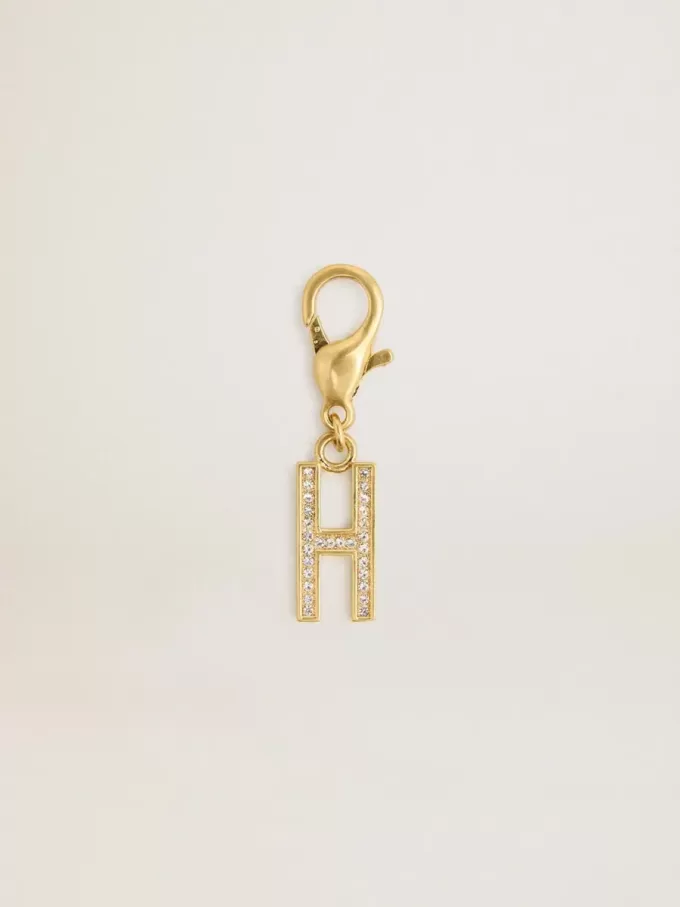 Colgante con letra H en latón dorado con cristales Colgante con letra H en latón dorado con cristales