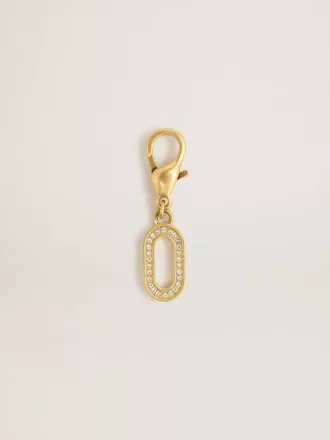 Colgante con letra O en latón dorado con cristales