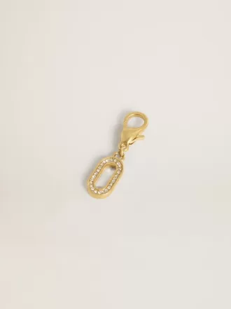 Colgante con letra O en latón dorado con cristales