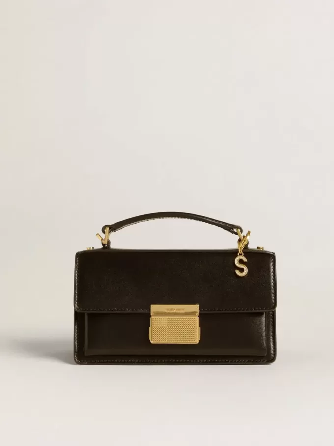 Colgante con letra S en latón dorado con cristales