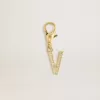Colgante con letra V en latón dorado con cristales