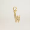 Colgante con letra W en latón dorado con cristales