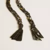 Colgante de tejido trenzado negro con cadena de latón