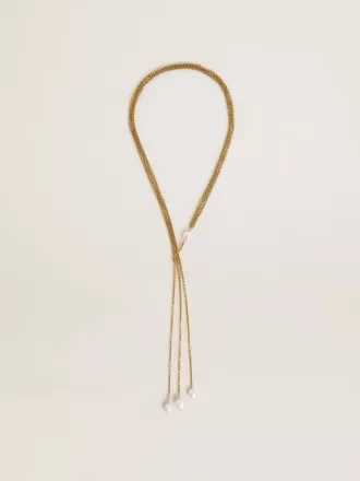 Collar con cadenas doradas antiguas y perlas