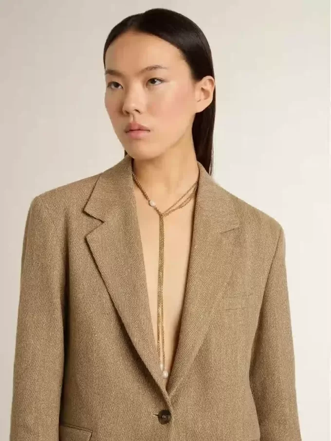 Collar con cadenas doradas antiguas y perlas