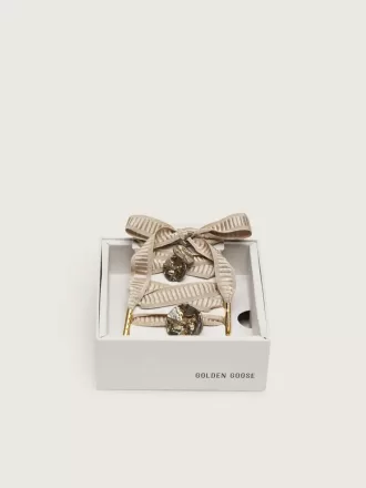 Cordones bordados «Vintage» de color beige con adornos aplicados