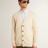 Cárdigan beige para hombre con las letras «Golden» en la espalda