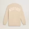 Cárdigan beige para mujer con las letras «Golden» en la espalda