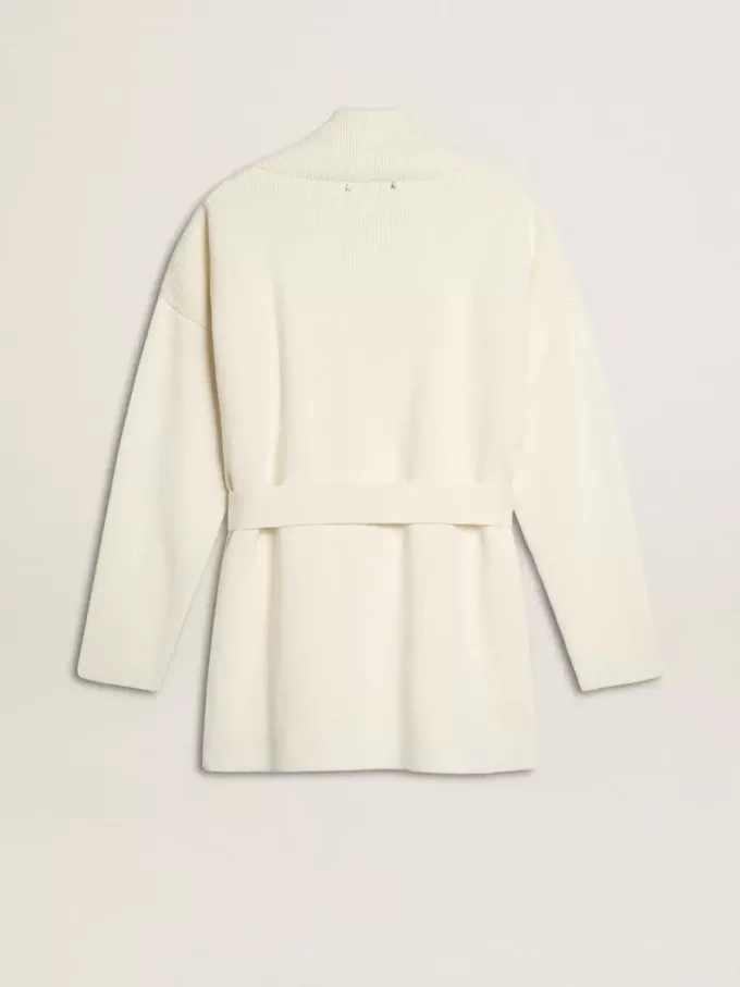 Cárdigan de algodón color crema para mujer con bordado floral