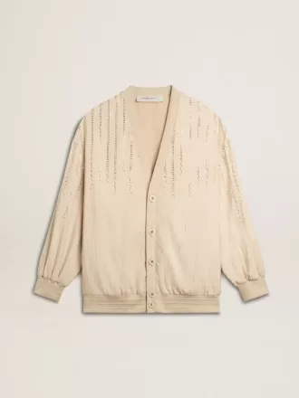 Cárdigan de seda y viscosa para mujer con motivo de rayas diplomáticas