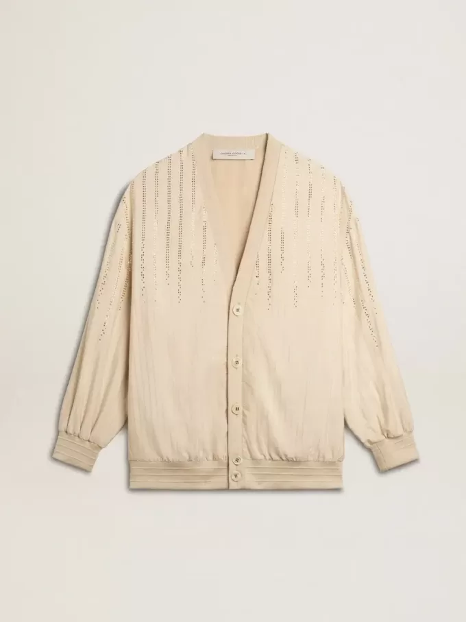 Cárdigan de seda y viscosa para mujer con motivo de rayas diplomáticas