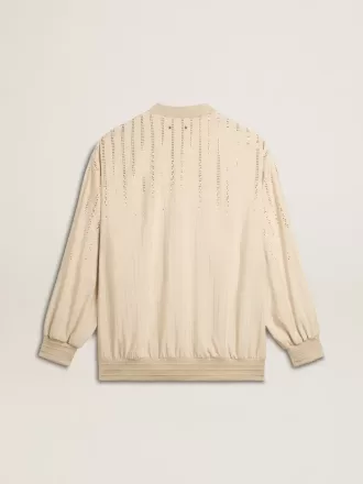 Cárdigan de seda y viscosa para mujer con motivo de rayas diplomáticas