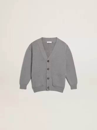 Cárdigan gris de algodón con logotipo en la espalda