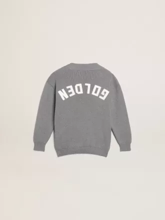 Cárdigan gris de algodón con logotipo en la espalda