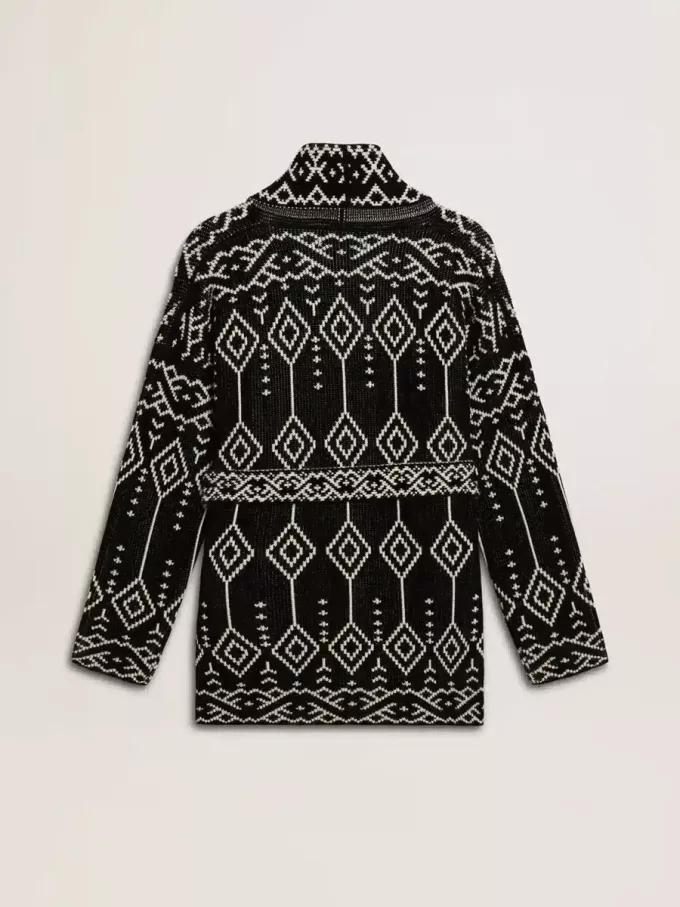 Cárdigan negro de mujer con cinturón y cristales