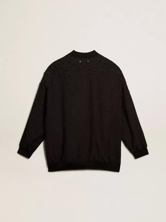 Cárdigan negro para mujer con bordado sombreado