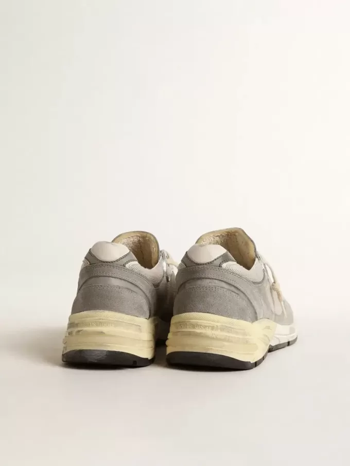 Dad-Star para hombre en ante y malla con estrella y lengüeta en el talón de cuero blanco