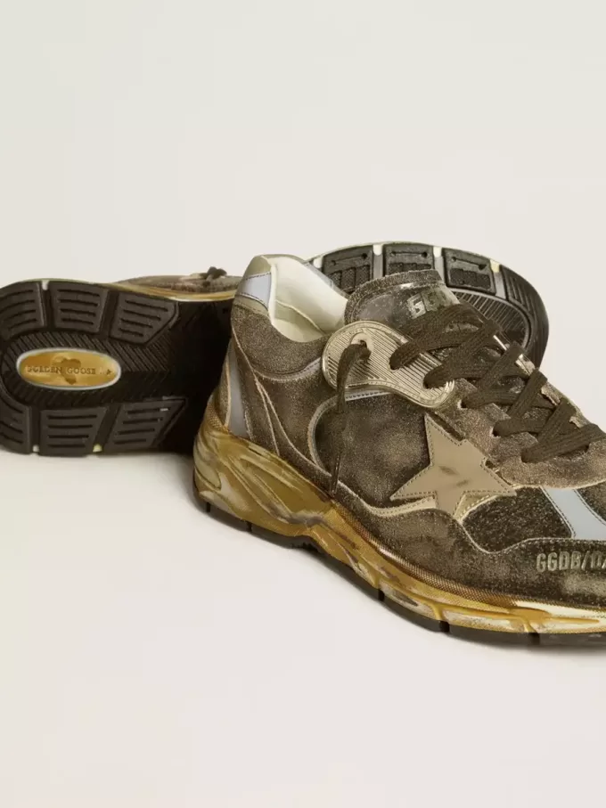 Dad-Star para hombre en ante y nailon con estrella y lengüeta en el talón de cuero caqui