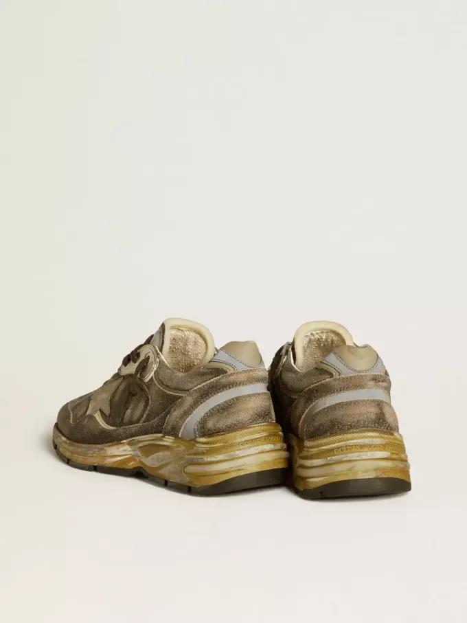 Dad-Star para hombre en ante y nailon con estrella y lengüeta en el talón de cuero caqui