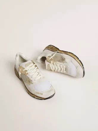 Dad-Star para hombre en malla y ante blanco con estrella de cuero dorado laminado