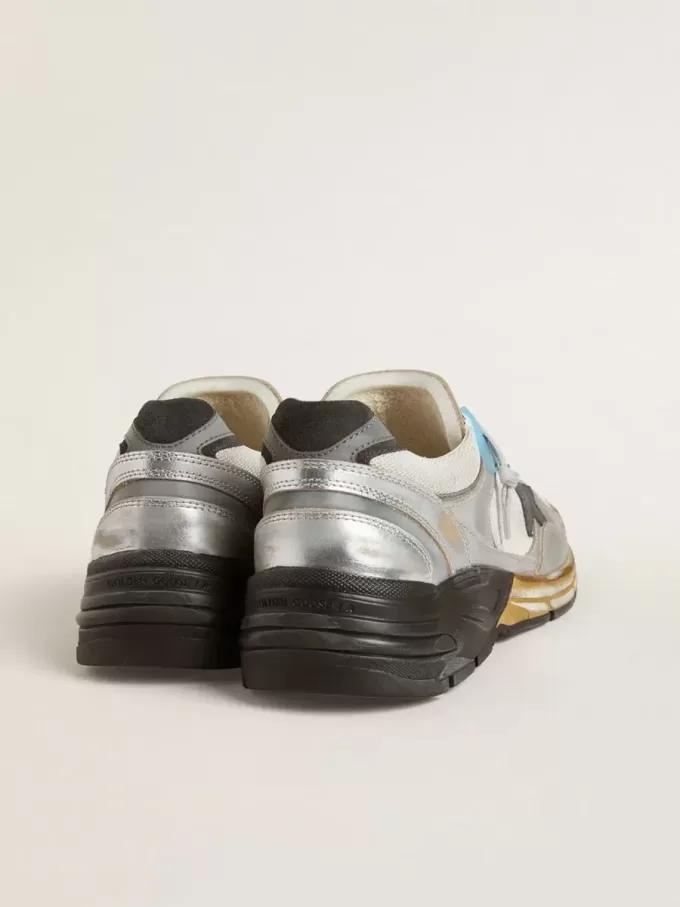 Dad-Star para hombre en malla y piel plateada con estrella de piel negra Dad-Star para hombre en malla y piel plateada con estrella de piel negra