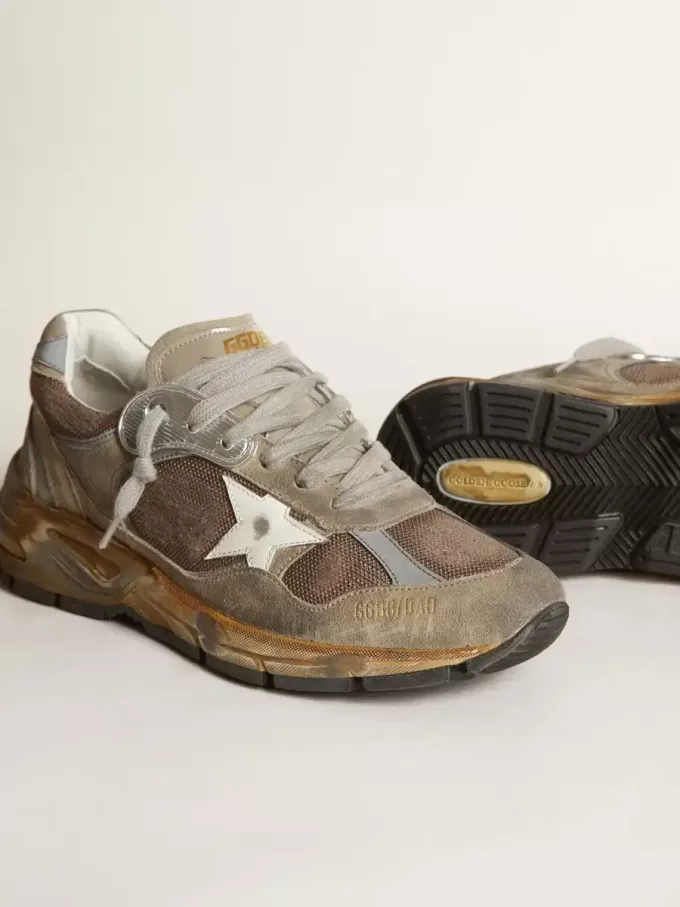 Dad-Star para mujer en malla gris paloma y ante