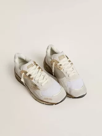 Dad-Star para mujer en malla y ante blanco con estrella dorada laminada