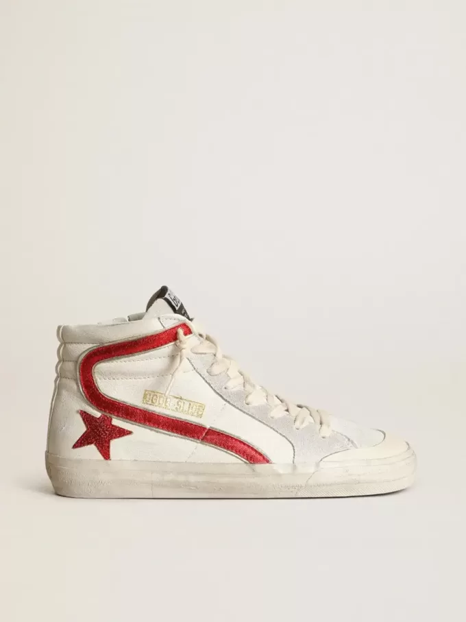 Desliza con una estrella de cuero laminado rojo y destello Desliza con una estrella de cuero laminado rojo y destello