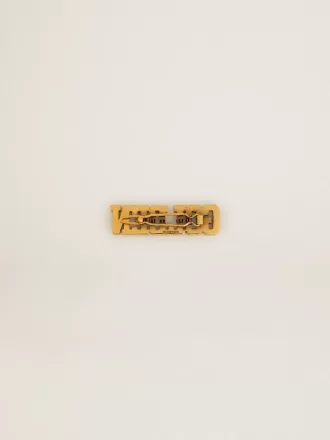 Etiqueta de encaje dorado en color oro antiguo con perlas