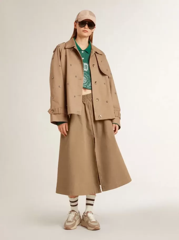 Falda circular beige para mujer