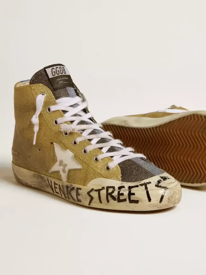 Francy LAB para mujer en dorado brillante con estrella de cuero blanco Francy LAB para mujer en dorado brillante con estrella de cuero blanco