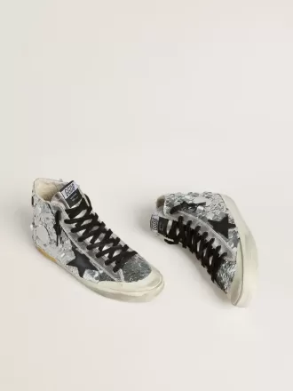 Francy para mujer en nailon con lentejuelas plateadas y estrella de cuero negro