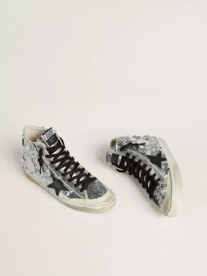 Francy para mujer en nailon con lentejuelas plateadas y estrella de cuero negro