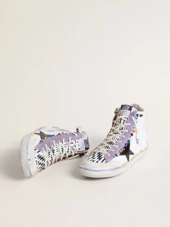 Francy Penstar LAB para mujer con estrella de cuero negro y tachuelas multicolor