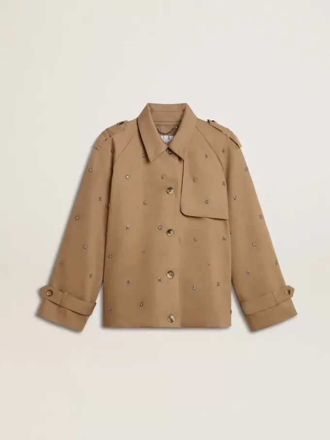 Gabardina oversize para mujer con cristales Gabardina oversize para mujer con cristales