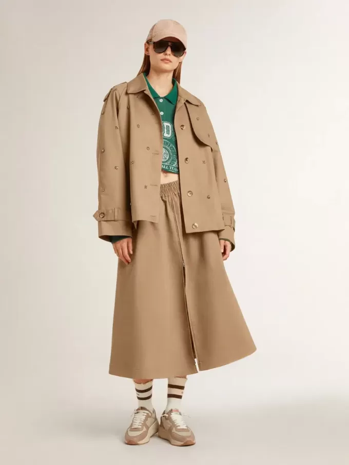 Gabardina oversize para mujer con cristales Gabardina oversize para mujer con cristales