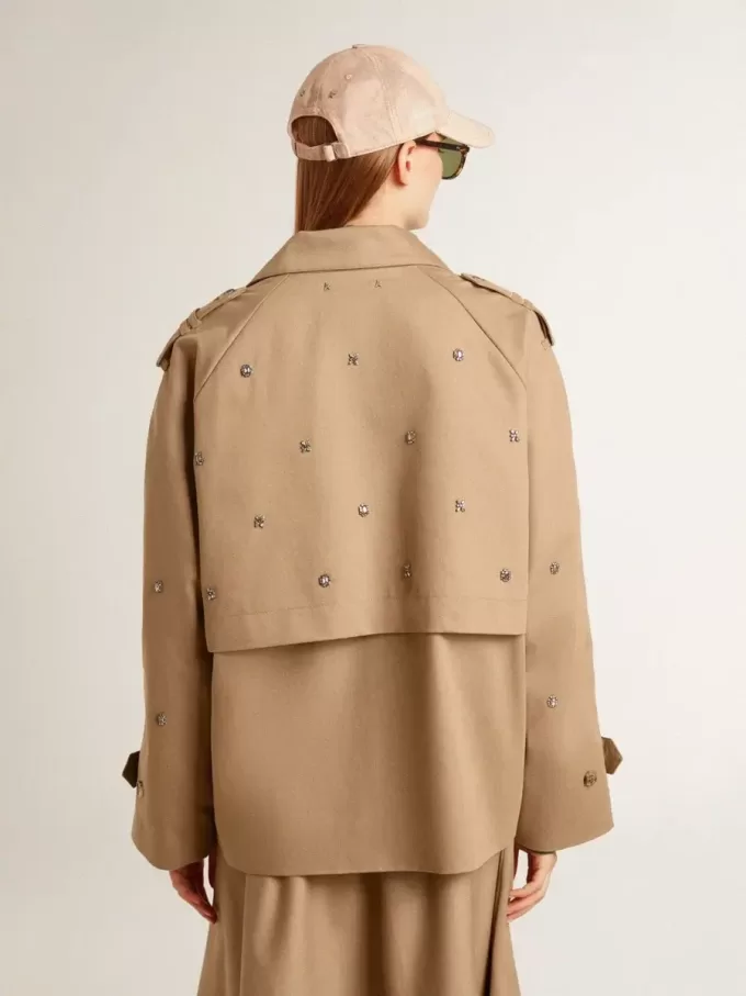 Gabardina oversize para mujer con cristales Gabardina oversize para mujer con cristales
