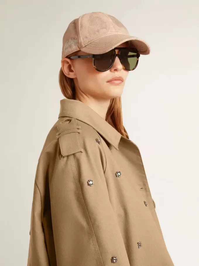 Gabardina oversize para mujer con cristales Gabardina oversize para mujer con cristales