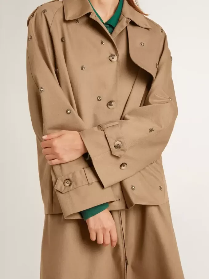Gabardina oversize para mujer con cristales Gabardina oversize para mujer con cristales