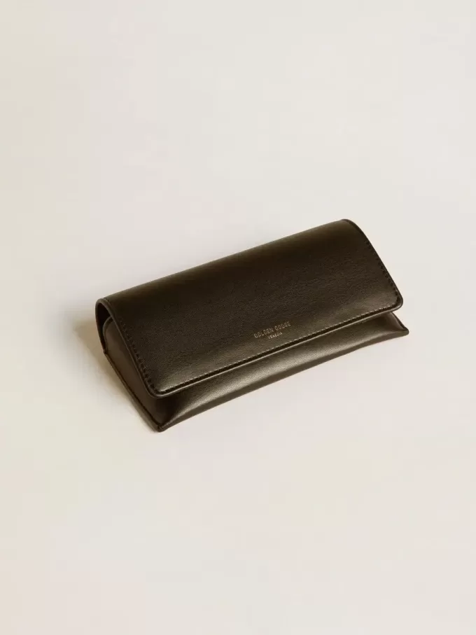 Gafas de sol Panthos de estilo cuadrado con montura beige y detalles dorados